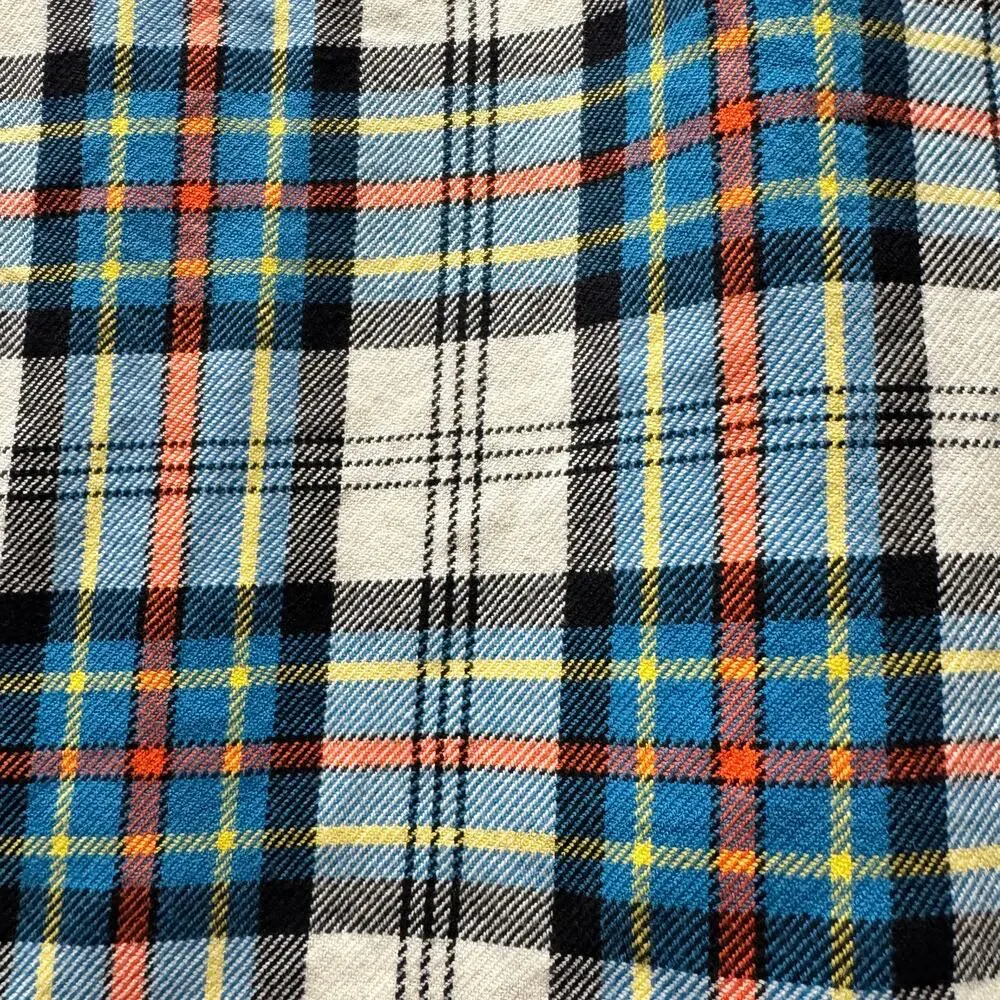 J Crew Shirt Midweight Flannel Button Up‎ Coastal Blue Pink Plaid Mens Large L
